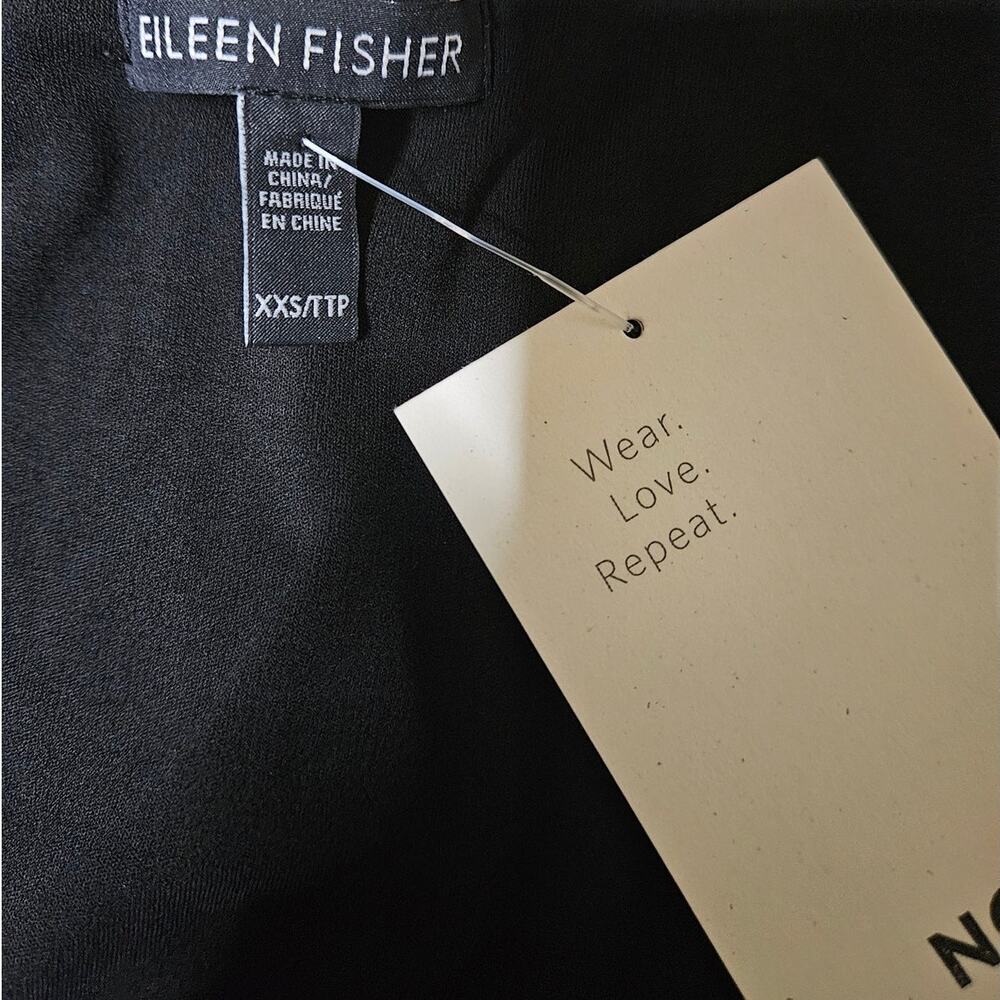 Eileen Fisher Renew Black 100% Silk Jersey Midi Dress XXSP